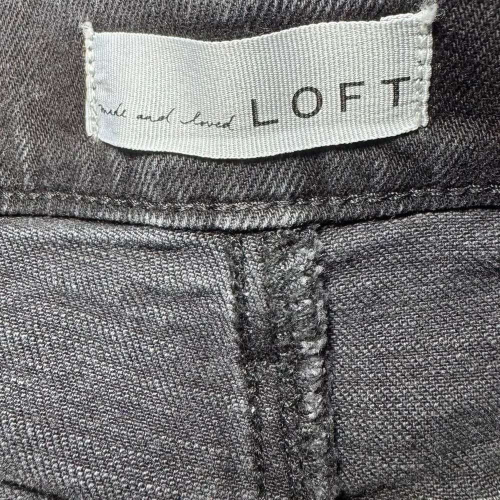 LOFT Black Wash Denim Cutoff Shorts Womens Size 4 27 High Rise Raw Hem - Picture 3 of 5